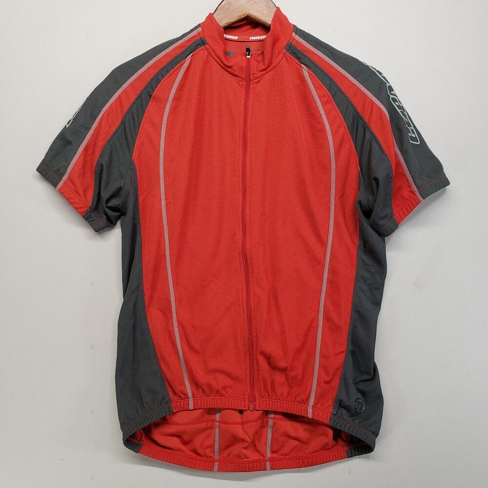 Novara Mens Medium Cycling Full Zip Jersey Orange Charcoal Grey Bike Shirt Light